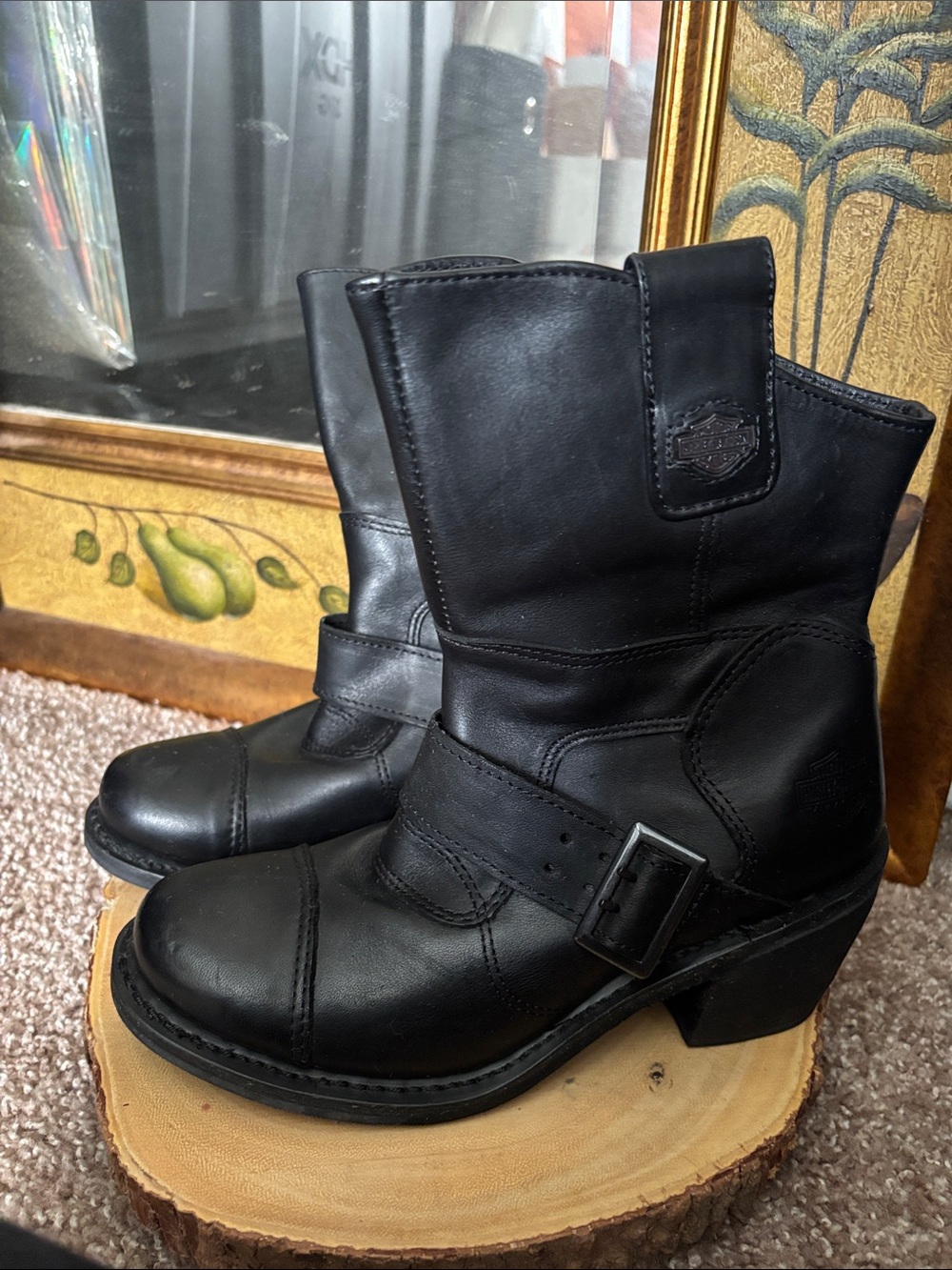Harley Davidson Black Leather Moto Boots